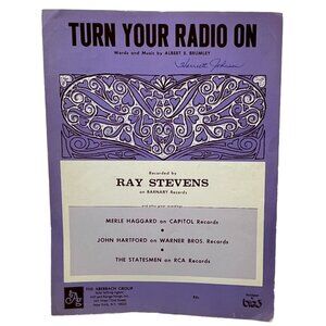 Turn Your Radio On Piano Sheet Music Vintage Ray Stevens 1971 Albert Brumley